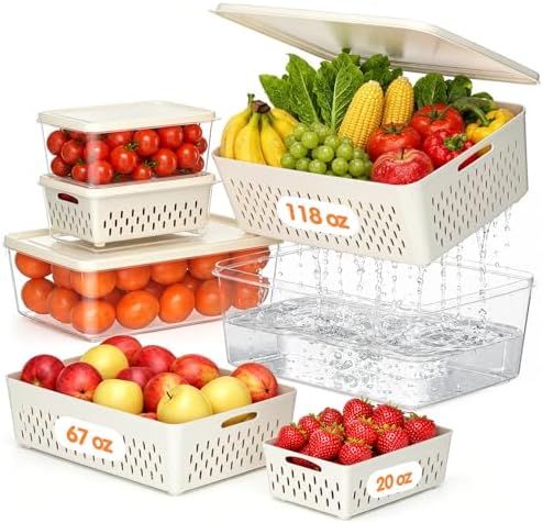 4 Pack Fruit Storage Containers for Fridge