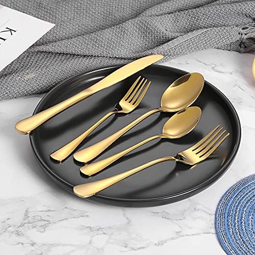 Gold Silverware Set 40 Piece, Flatware Cutlery Set For 8, Stainless