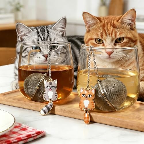 Cat Tea Infusers for Loose Leaf Tea, 2PCS Stainless Steel Tea Strainer
