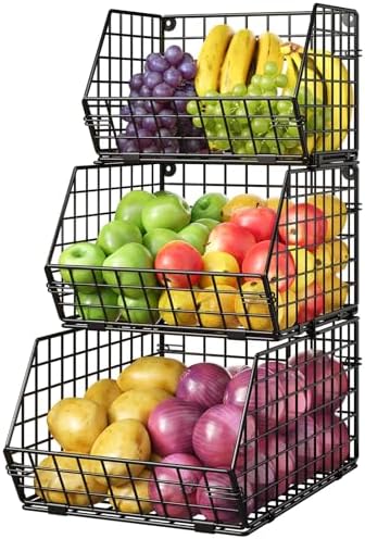 3-Tier Stackable Wire Baskets for Counter