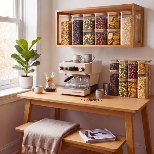 6-Pack 1.2Qt Rectangle Glass Storage Jars with Bamboo Lids