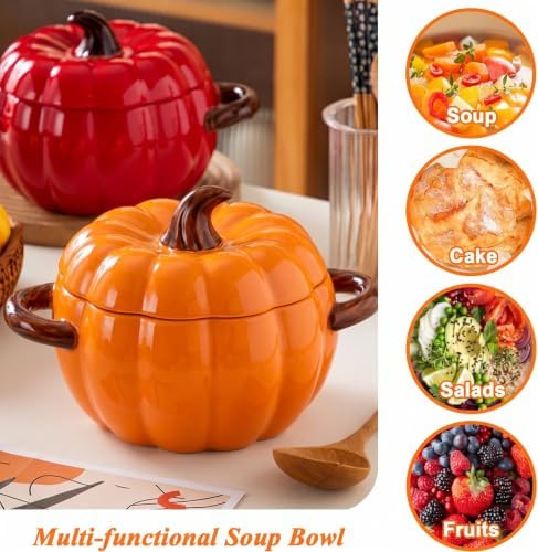 Dutch Oven Pot with Lid, Pumpkin Pottery Dessert Saucepan, Mini Baking
