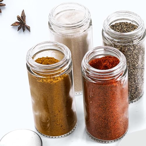 Tebery 12 Pack Round Spice Bottles 3oz Glass Spice Jars with Silver