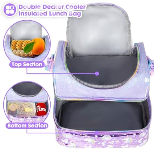 Kids Double Decker Insulated Lunch Bag, Unicorn
