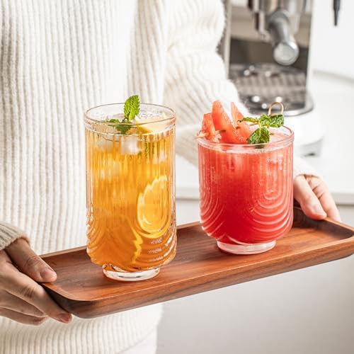 INSETLAN Water Drinking Glasses Set of 8-4 Highball Glasses 14 oz, 4