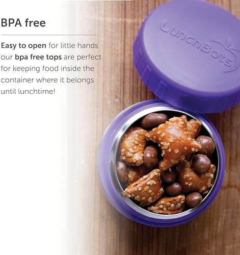 LunchBots Rounds 4 oz Leak Proof Stainless Snack Containers 2pk Purple