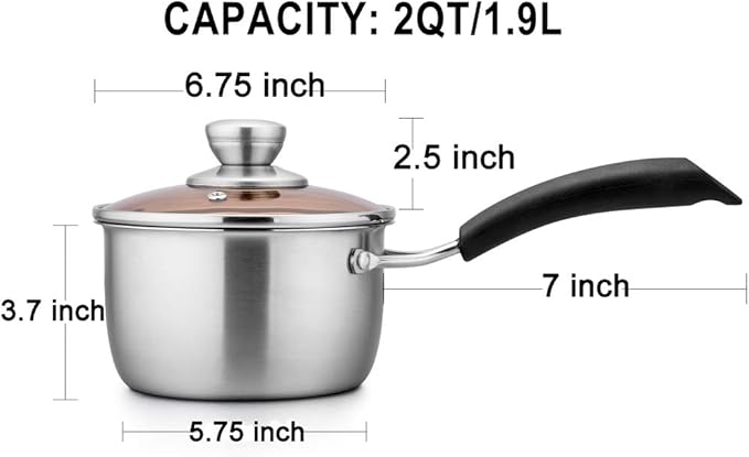 TeamFar Saucepan with Lid, 2 qt Sauce Cooking Pot Milk Pan Stainless Steel - Image 6