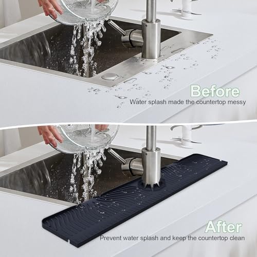 33inch Kitchen Sink Splash Guard Mat,Silicone Material Protects Faucet