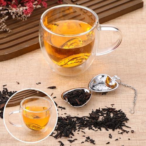 50 Pcs Stainless Steel Heart Shaped Tea Infuser, Loose Leaf Steeper