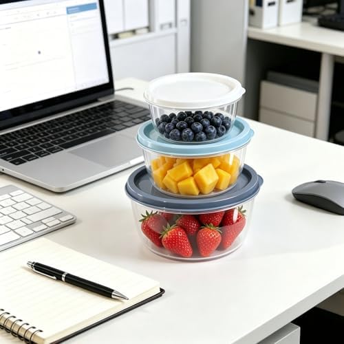 5-Piece Plastic Mixing Bowl Set with Lids for Kitchen, Nesting Kitchen
