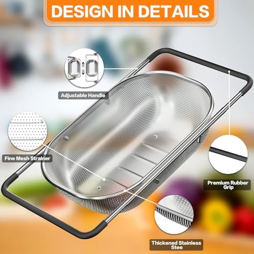 Colander - Strainers and Colanders - Sink Strainer Basket - Expandable