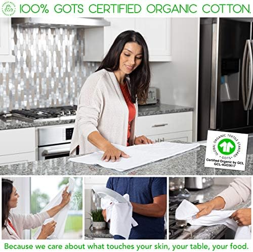 HONEST WEAVE Organic Cotton Flour Sack Towels, White, 12-Pack, 27x27