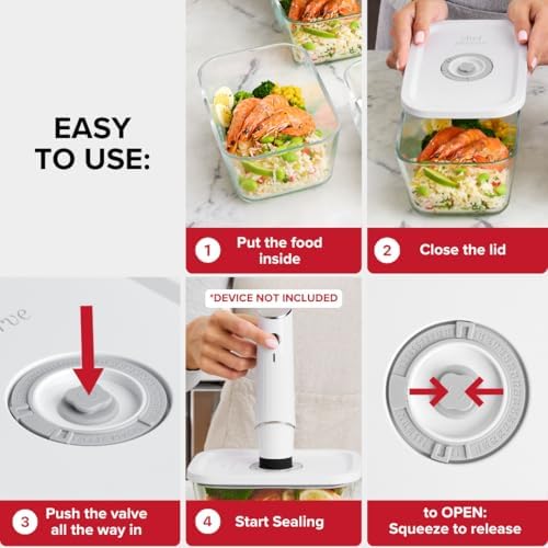 Chef Preserve Glass Vacuum Seal Containers, 3pcs Large Set