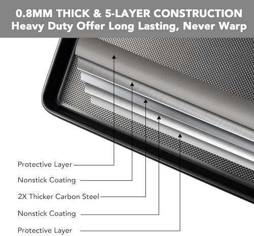 Tiawudi Baking Sheet Pan Set, 0.8mm Thick Heavy Duty Cookie Sheet with