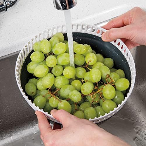 Prepworks by Progressive 3 Quart Space Saving Folding Collapsible Drainer, & Colander for Salad Preparation and Food Washing (Grey)