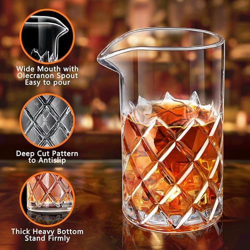 LIGHTEN LIFE Cocktail Mixing Glass Set,Bar Mixing Set with 20oz