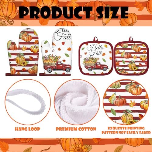 Qinyoung 6-Piece Pumpkin Pot Holders and Oven Mitts