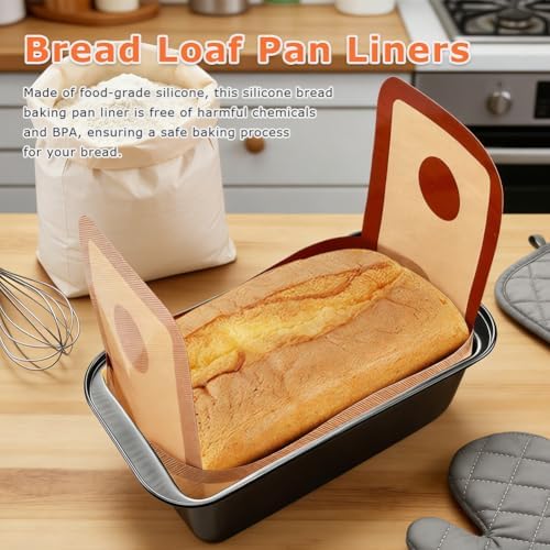 4 Pack Silicone Bread Loaf Pan Liners, Non-stick & Heat Resistant
