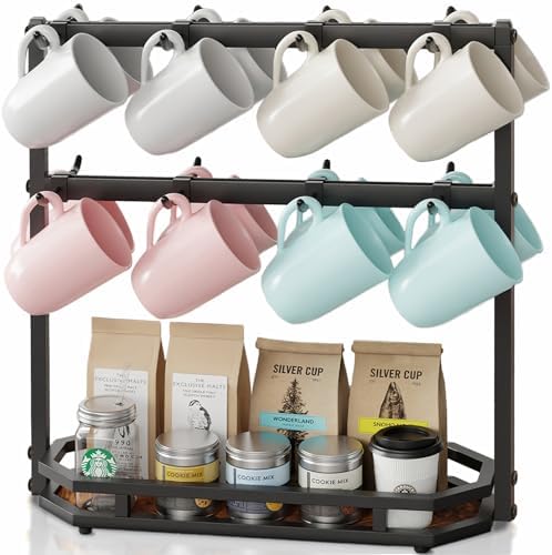 Coffee Mug Holder with Movable Hooks,16 Capacity Coffee Cup Holder for