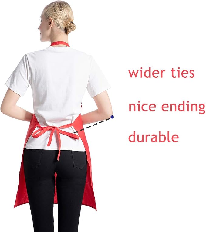 Total 12 PCS Plain Red Bib Apron - Image 5