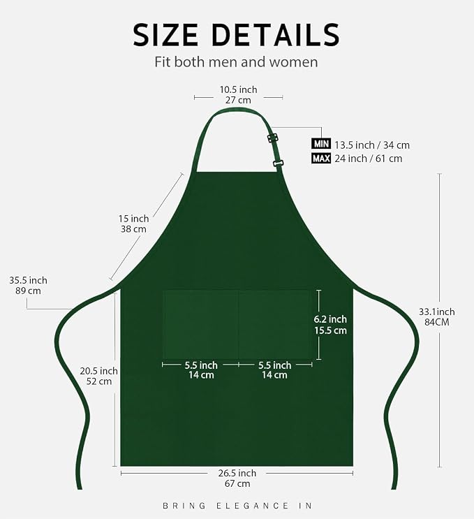 Syntus 12 Pack Bib Apron, Unisex Aprons Adjustable Waterdrop Resistant - Image 2