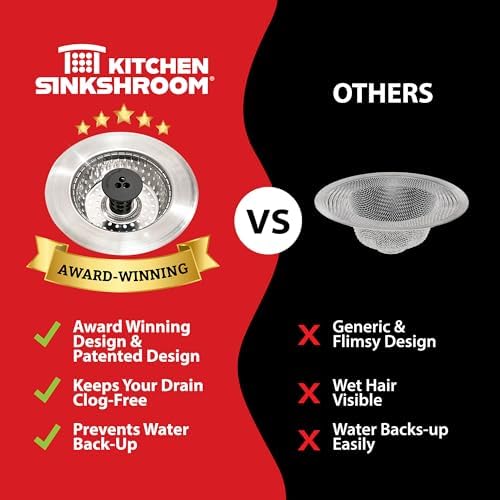 Kitchen SinkShroom Revolutionary Clog-Free Stainless Steel Sink