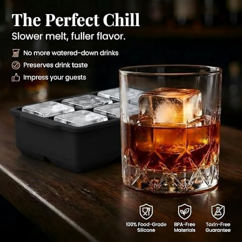 KitchFort® Large Silicone Ice Cube Tray (2-Pack) - 2" Big Ice Mold