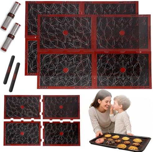 Silicone Baking Mats 8 Pack (8.3"x5.5") – Snap Together into 2 Large