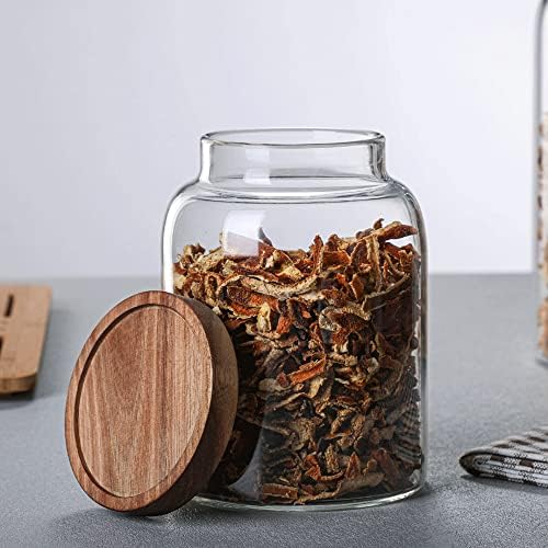 Large Glass Jars with Airtight Wooden Lid, Food Storage Glass