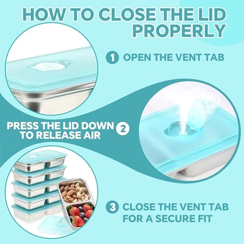 Stainless Steel Snack Containers, 6-Pack with Lids