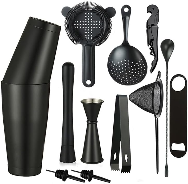 Cocktail Shaker Set - 13-Piece Bar Accessories Kit w/Weighted Boston