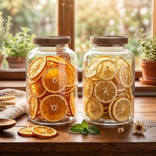 Bekith 2 Pack Large Glass Food Storage Jar with Airtight Wooden Lid