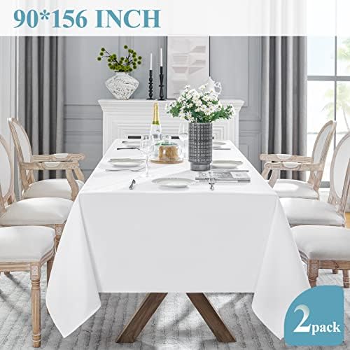 VidaFete Classic Series 2 Pack 90 * 156inch White Rectangle Tablecloth