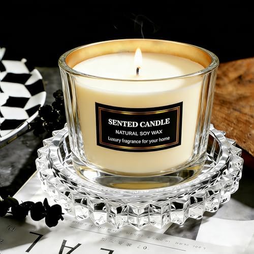 Clear Candle Holder Candle Dish – Chic Glass Candle Holder Tray for