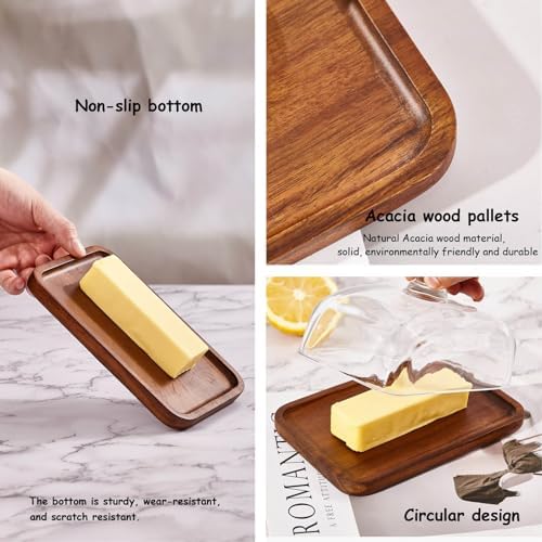 butter dish with lid, glass airtight lid keeps butter soft, for