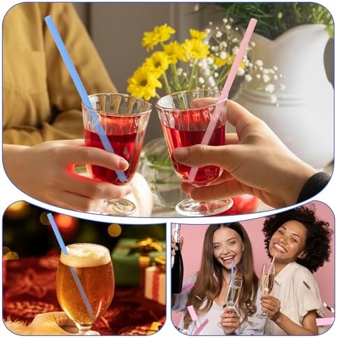 2 Sets Silicone Reusable Straws with Case, Portable Travel Straw with