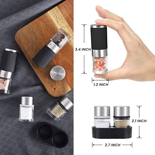 Mini Salt and Pepper Grinder Set, 2 Small Shakers