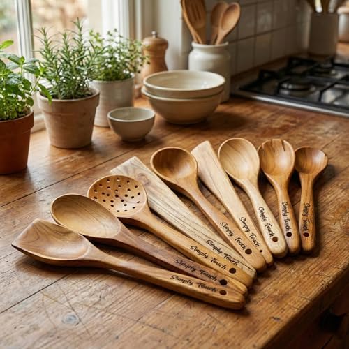 Simply Touch 9-Piece Natural Wood Kitchen Utensil Set