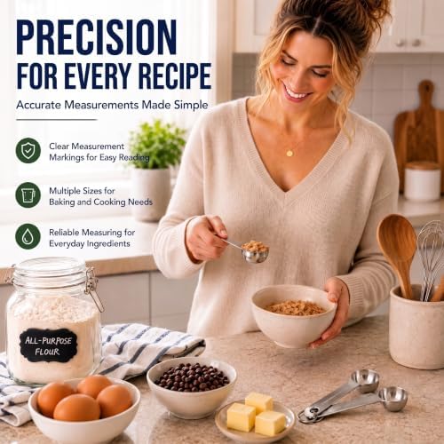 AIKEXIN Stainless Steel Measuring Cups & Spoons Set, Precision Baking