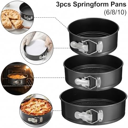 168Pcs Cake Pan Sets for Baking+ Cake Decorating Supplies, 6/8/10 Inch