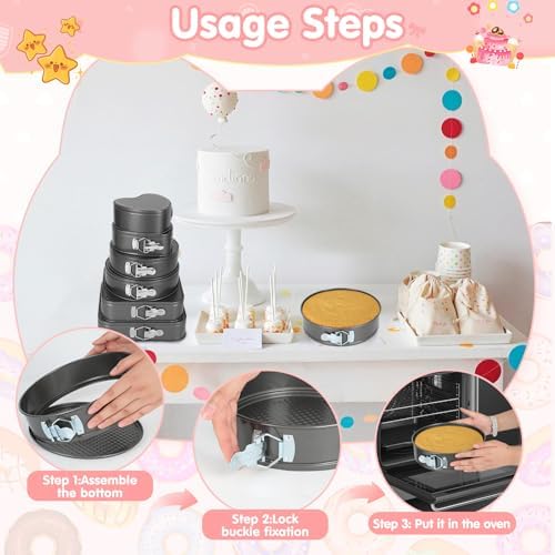 6Pcs Springform Cake Pan Set Of 7 7.8 8.6 9 10 11inch Moldes Para