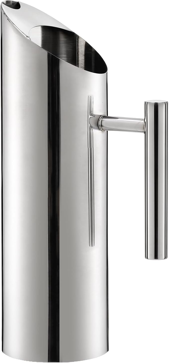 Hiceeden Stainless Steel Water Pitcher, 51oz/1.5L Modern Metal Pitcher by Hiceeden