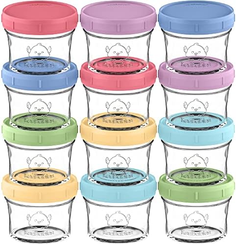 KeaBabies 12pk 4oz Glass Baby Food Containers with Lids
