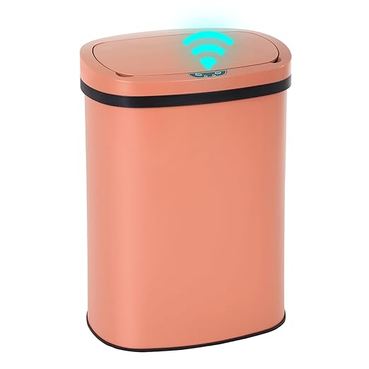 PayLessHere | 13 Gallon Stainless Steel Trash Can | Pink | Automatic Touchless by PayLessHere