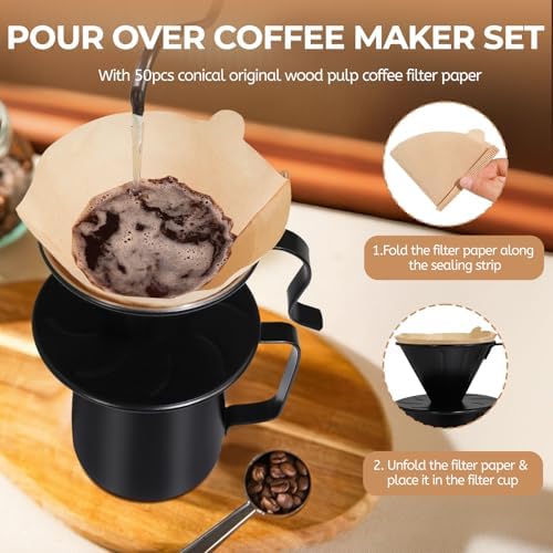 Pour Over Coffee Maker 350ml Milk Frothing Pitcher Stainless Steel
