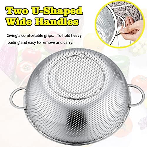 P&P CHEF Stainless Steel Colander, 2 Pcs Metal Colanders Strainer, 1