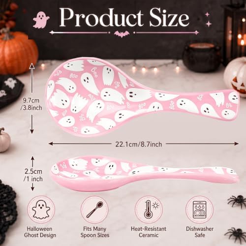 AnyDesign 8.7 Inch Halloween Spoon Rest Boo Ghost Large Ceramic Spoon