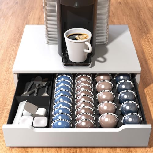 Deco Brothers Wood Top Vertuo Pod Holder Drawer with Divider & Side