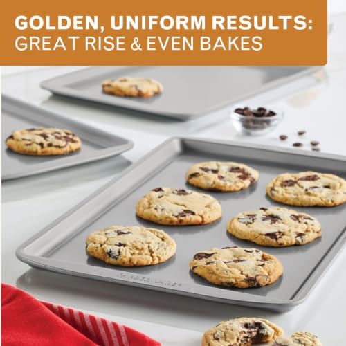 Farberware Nonstick Bakeware 3-Piece Cookie Pan Set for Baking, Gray