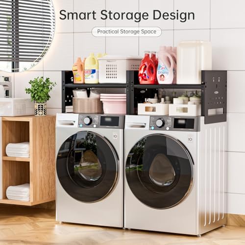 Adjustable Top Storage Shelf for Refrigerator or Washer (Black)